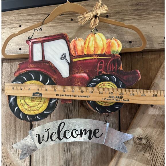 Hobby Lobby Red Metal Tractor Welcome Sign Fall Autumn Harvest Holiday Decor - Picture 5 of 7